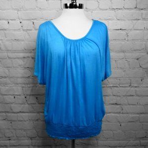 Dots Dolman Short-Sleeve Blouse | Blue